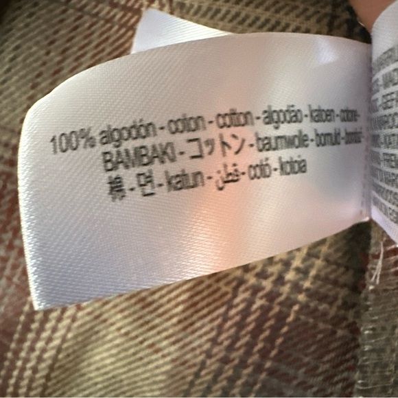 Zara Women’s Small Top Plaid Check Brown Collard Button Up Shirt Padded Western - Picture 14 of 15